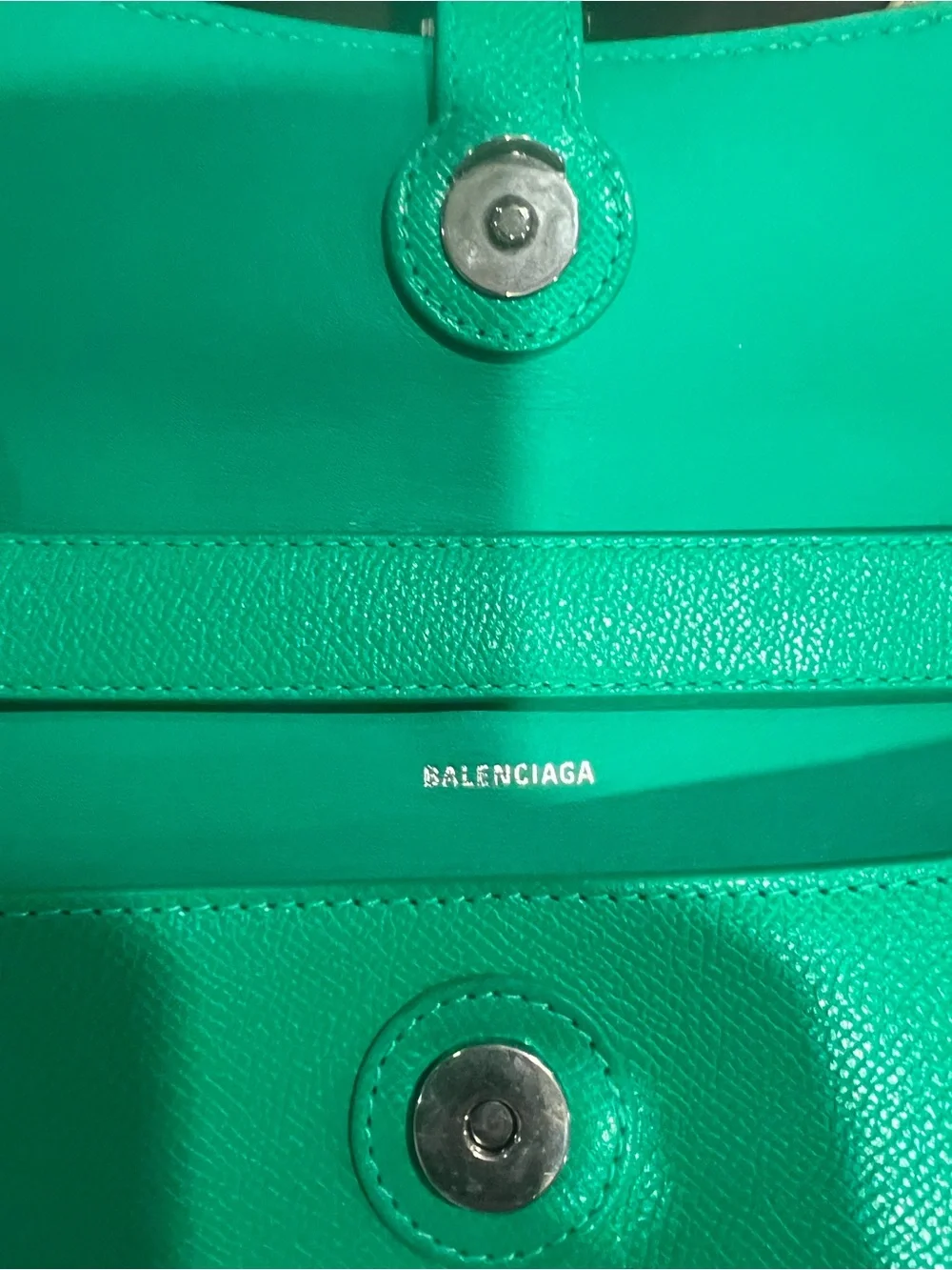 Balenciaga Emerald Green Leather 'B' Logo Crossbody Bag